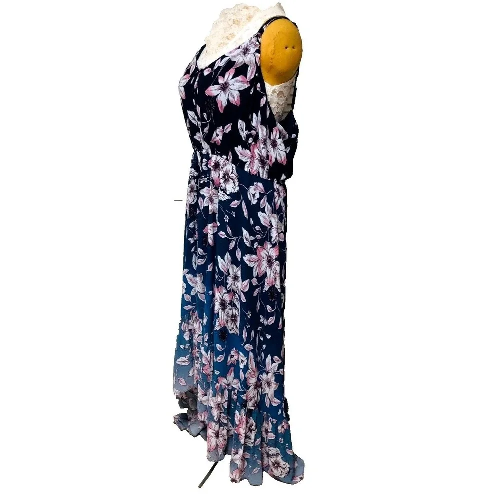 NWT Nanette Lepore Maxi‎ Dress Tier Ruffle Floral Artsy Fairy Womens 3X 24W